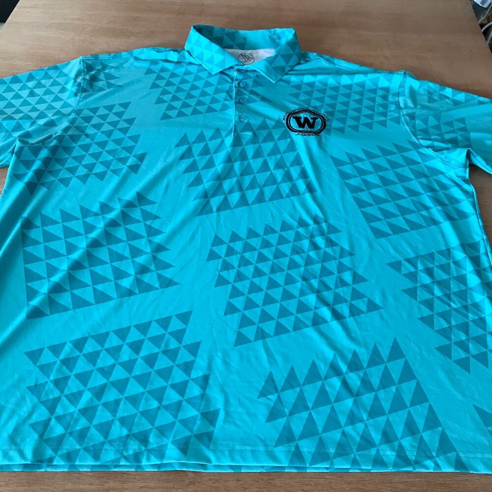 Five Birdies Performance Polo Shirt Men 3XL Green Geometric Logo Short Sleeve